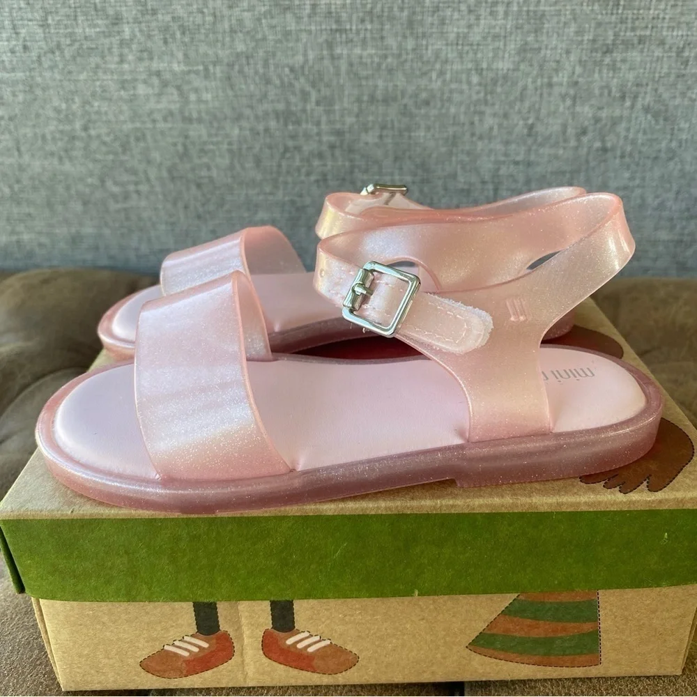Mini Melissa Mar Strappy Pink Glitter Sandals 10 NIB - Picture 2 of 9